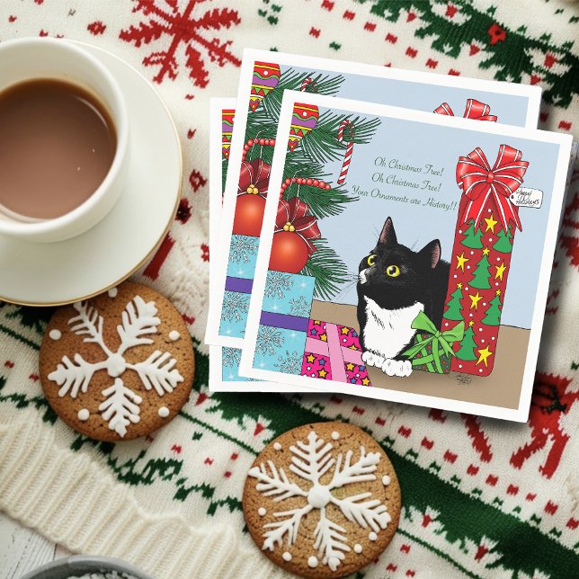 Guardanapo De Papel Gato Tuxedo de Árvore de Natal (Criador carregado)