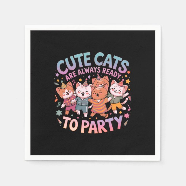 Guardanapo De Papel Gatos bonitos estão sempre prontos para festejar d (Frente)