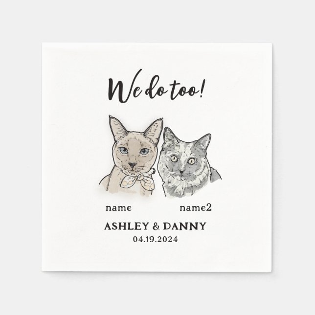 Guardanapo De Papel Gatos Bonitos Face Pet Fazemos Casamento De Coquet (Frente)