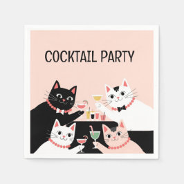 Guardanapo De Papel Gatos de festa de cocktail retrô sofisticados