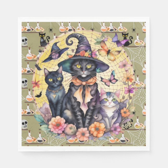 Guardanapo De Papel Gatos de Halloween (Frente)