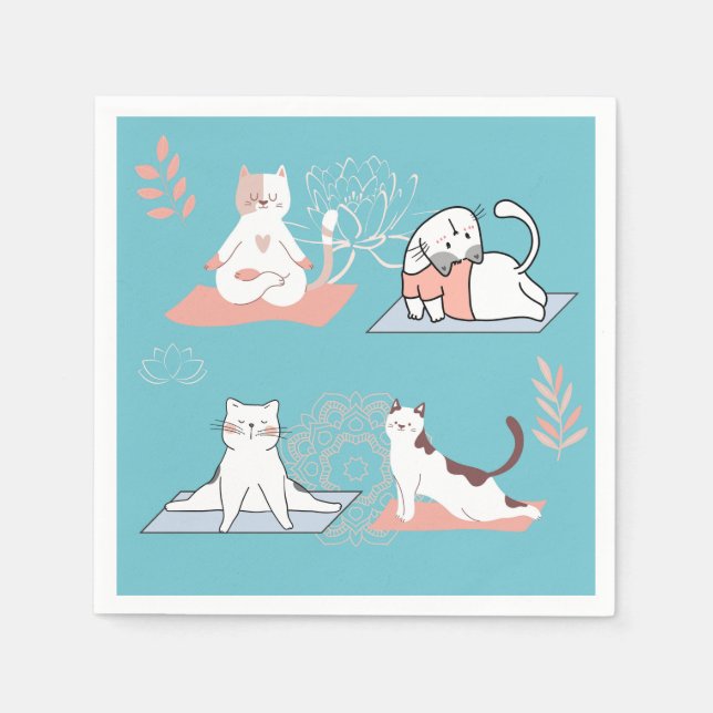 Guardanapo De Papel Gatos de Ioga Lótus (Frente)