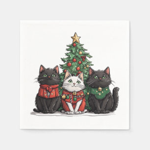 Guardanapo De Papel Gatos de Natal Adoráveis