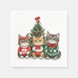 Guardanapo De Papel Gatos de Natal bonitos