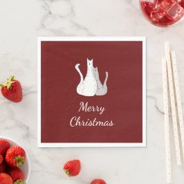 Guardanapo De Papel Gatos de Natal Desenhando Gatinhos Vermelhos