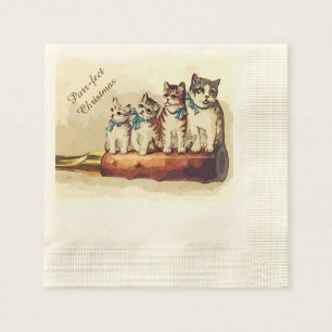 Guardanapo De Papel Gatos do Natal do Victorian