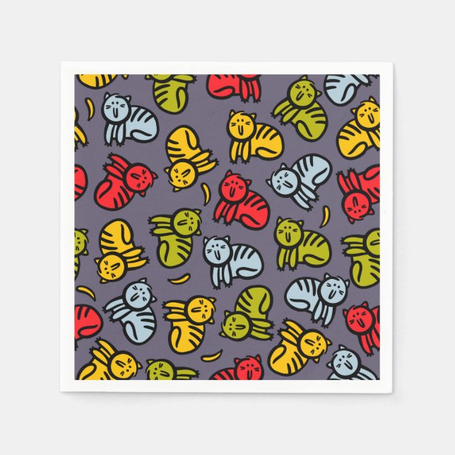 Guardanapo De Papel Gatos e bananas (Frente)