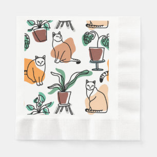 Guardanapo De Papel Gatos e flores para desenho de linhagens