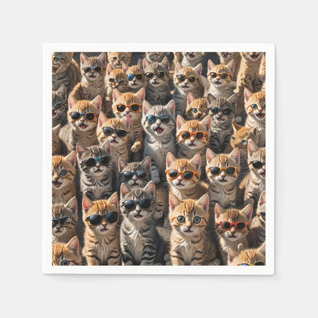 Guardanapo De Papel Gatos legal Vestindo óculos escuros (Frente)