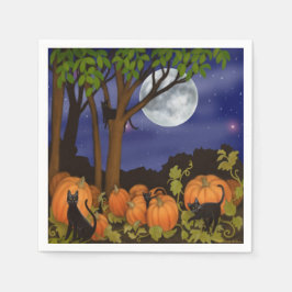 Guardanapo De Papel Gatos Negros Amigáveis no Nap do Dia das Bruxas