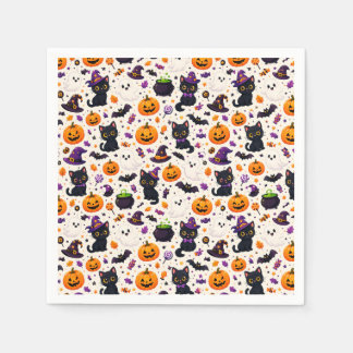 Guardanapo De Papel Gatos Pretos E Abóboras Usos de Padrão de Hallowee