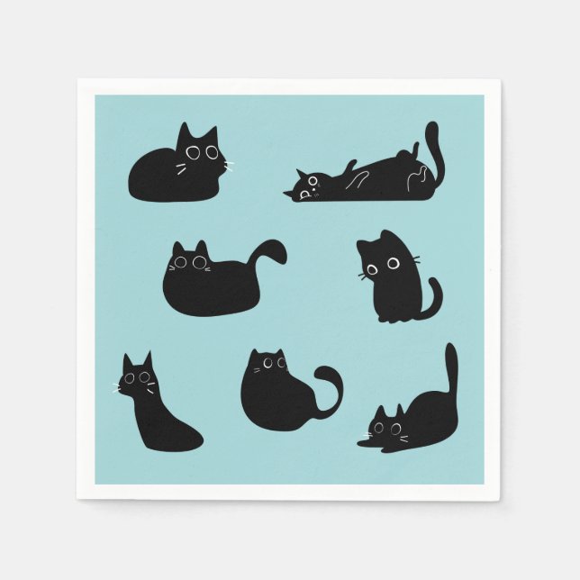 Guardanapo De Papel Gatos Pretos Engraçados (Frente)