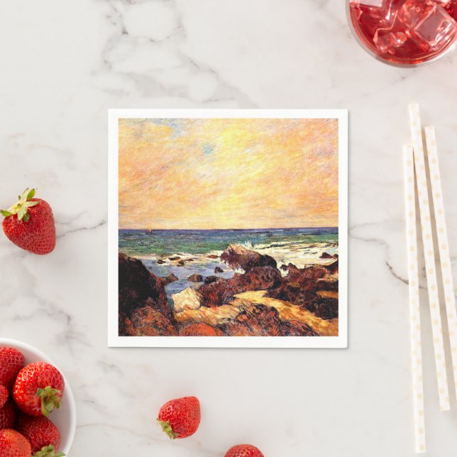 Guardanapo De Papel Gauguin - Rocks and Sea, 1886, pintura (Insitu)