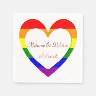 Guardanapo De Papel Gay Lesbian Rainbow Heart Wedkins