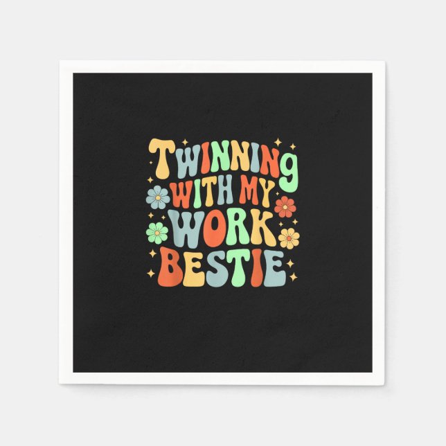 Guardanapo De Papel Geminando com meu trabalho Bestie Amigos Espírito  (Frente)