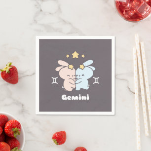 Guardanapo De Papel Gemini Bunnies Cudles - Harmonia Zodiac