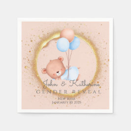 GUARDANAPO DE PAPEL GENDER REVEAL TEDDY BEAR