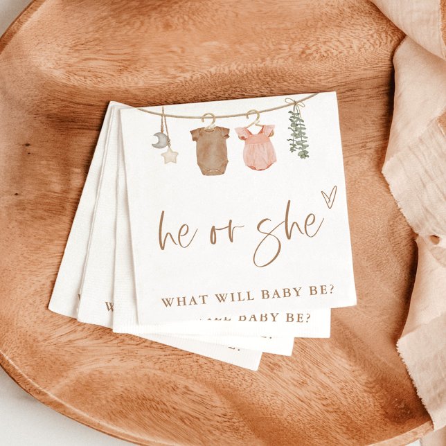 Guardanapo De Papel Gênero Revela Ele ou Ela Napkins | Revenda Neutra (Criador carregado)