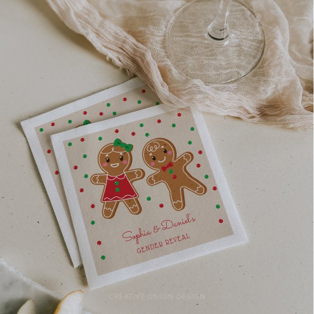 Guardanapo De Papel Gênero Revelação Pão de Gengala Cocktail Napkin (Criador carregado)