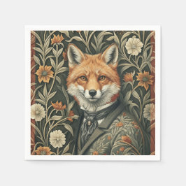 Guardanapo De Papel Gentleman Fox in Evening Attire Vintage Woodland