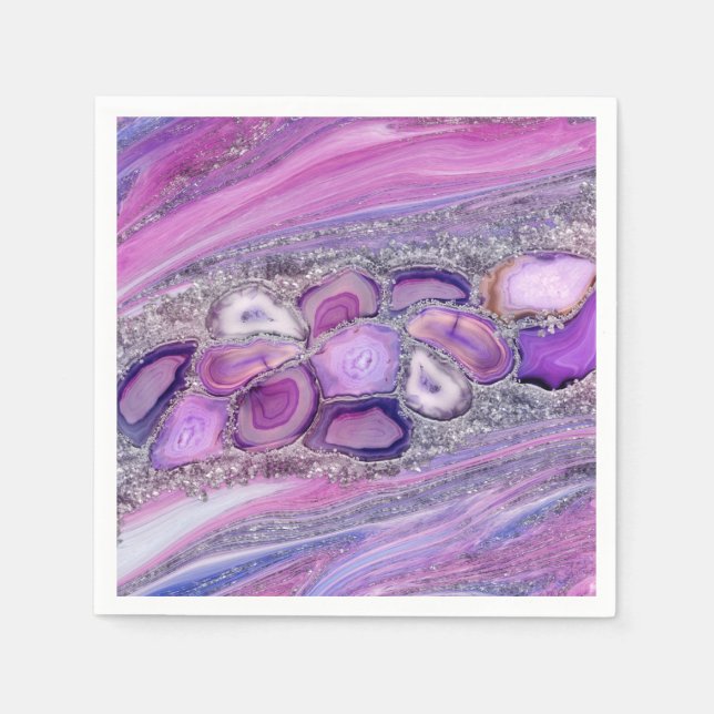 Guardanapo De Papel Geodes Crystal Flow - Purple e Violet (Frente)