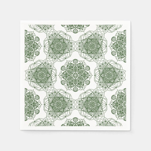 Guardanapo De Papel Geometria da mandala verde (Frente)