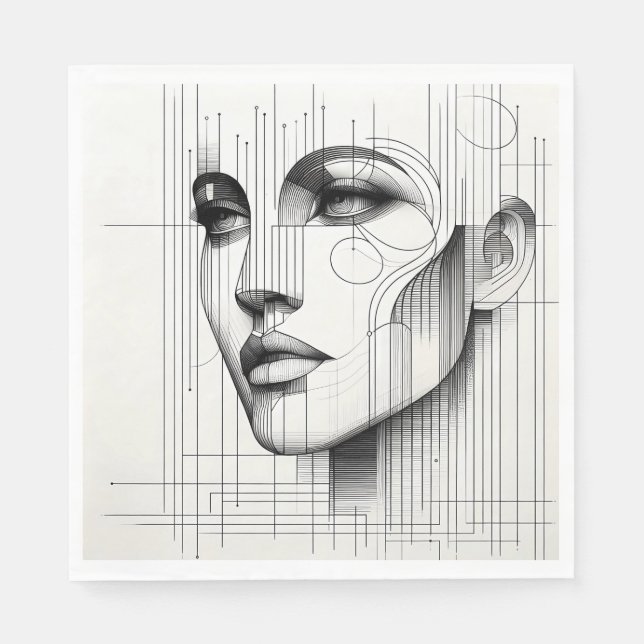 Guardanapo De Papel Geometric Line Portrait (Frente)