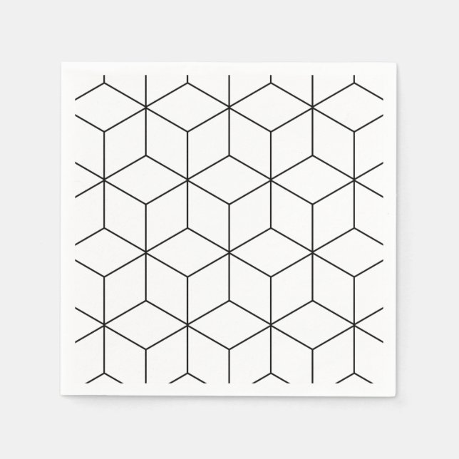Guardanapo De Papel Geométrico Moderno, Preto E Branco (Frente)