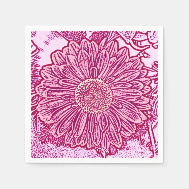 Guardanapo De Papel Gerbera Daisy Block Impressão - tons de rosa (Frente)