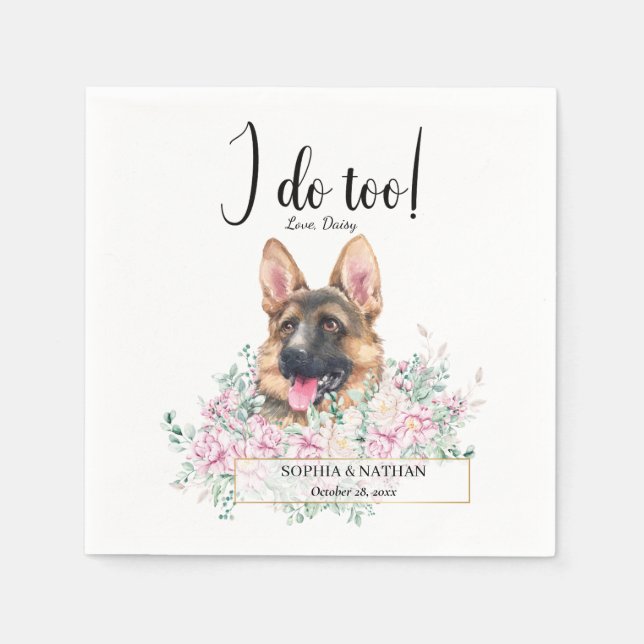 Guardanapo De Papel German shepherd Cachorro Casamento Cocktail Napkin (Frente)
