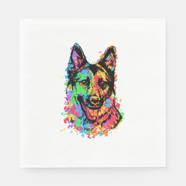Guardanapo De Papel German shepherd Colorido (Frente)