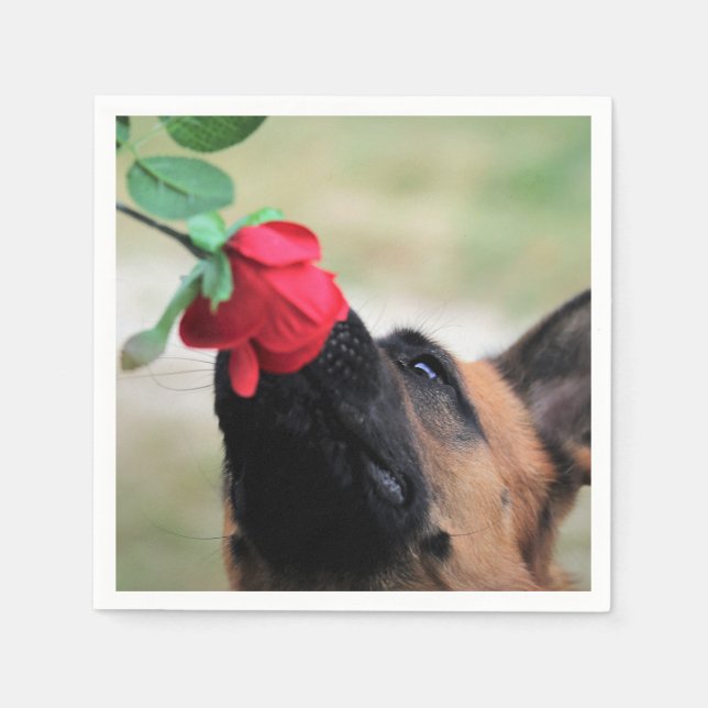 Guardanapo De Papel german shepherd com rosa (Frente)