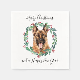 Guardanapo De Papel German shepherd Elegante Cachorro Feliz Natal