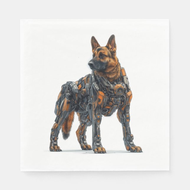Guardanapo De Papel German shepherd na Armadura Fúturística (Frente)