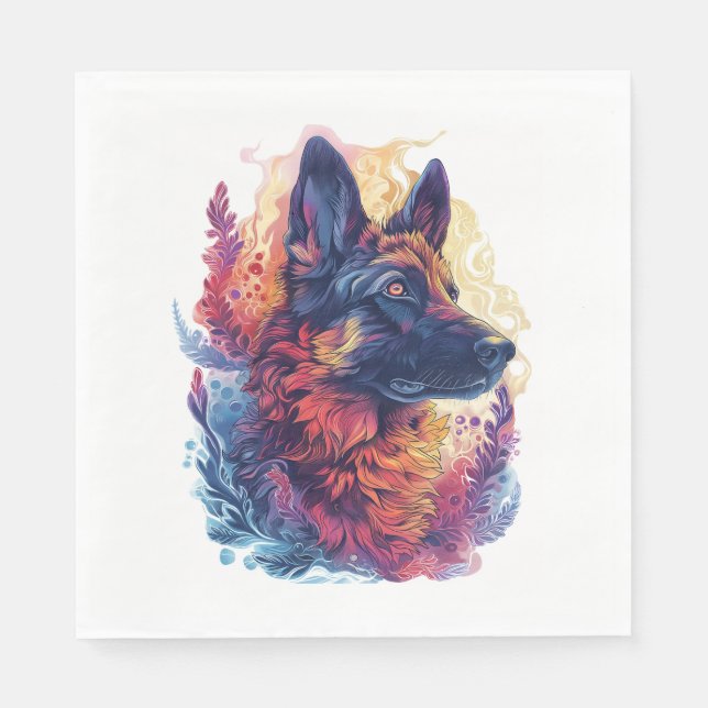 Guardanapo De Papel German shepherd na Elegância do Mar Profundo (Frente)