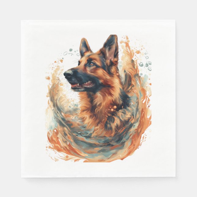 Guardanapo De Papel German shepherd na Elegância Oceânica (Frente)