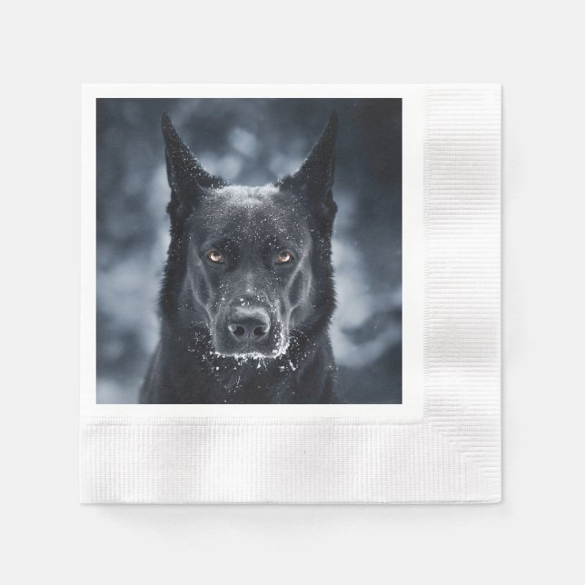 Guardanapo De Papel German shepherd Preto (Frente)