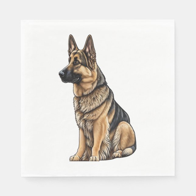Guardanapo De Papel German shepherd Sentado (Frente)