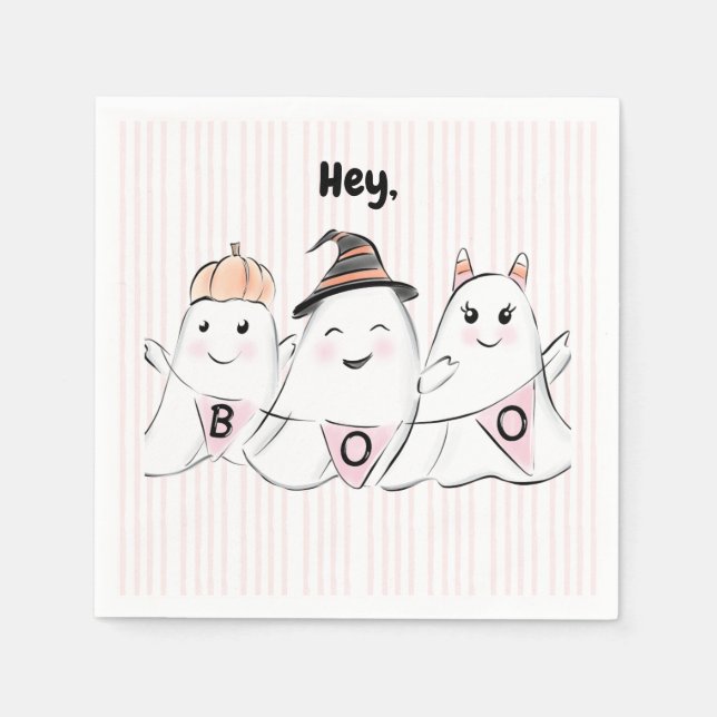 Guardanapo De Papel Ghost Boos no Halloween, rosa-claro (Frente)