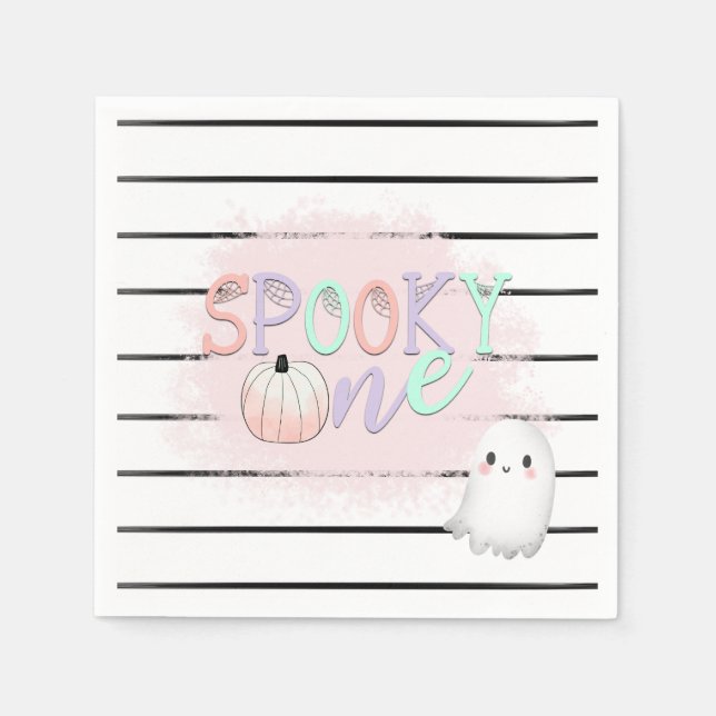 Guardanapo De Papel Ghost Spooky One Pastel Pink Halloween Aniversário (Frente)
