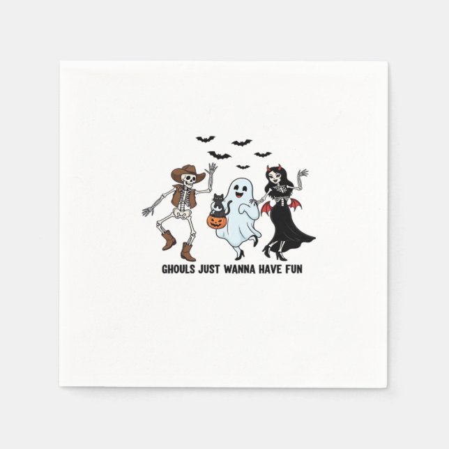 Guardanapo De Papel Ghouls Só Quer Divertir-Se - Dançando O Esqueleto (Frente)