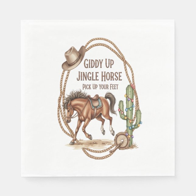 Guardanapo De Papel Giddy Up Jingle Horse (Frente)