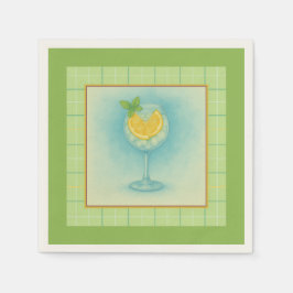 Guardanapo De Papel Gin & Tonic Cocktail Napkin – Mint Plaid