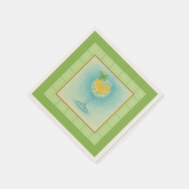 Guardanapo De Papel Gin & Tonic Cocktail Napkin – Mint Plaid (Canto)