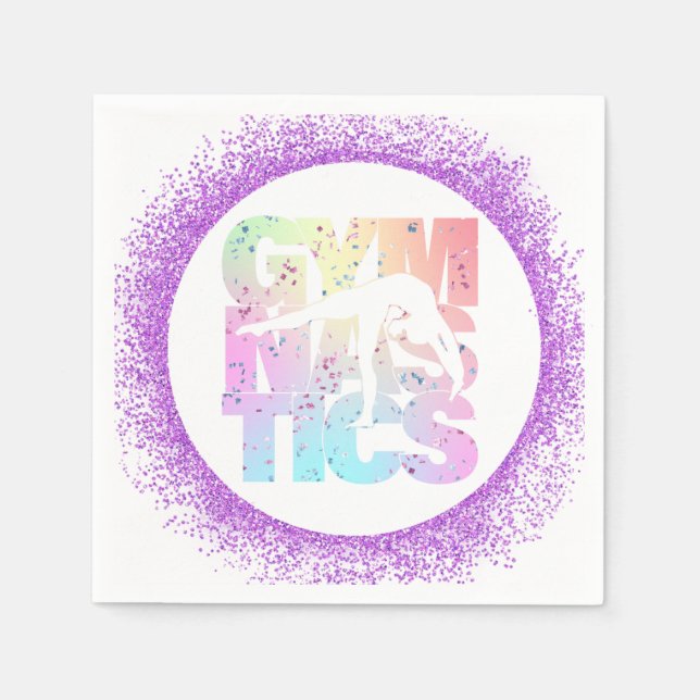 Guardanapo De Papel Ginástica Confetti Letters com Glitter Roxo (Frente)
