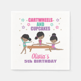 Guardanapo De Papel Ginástica Rosa Roxo Turquesa Menina Aniversário So