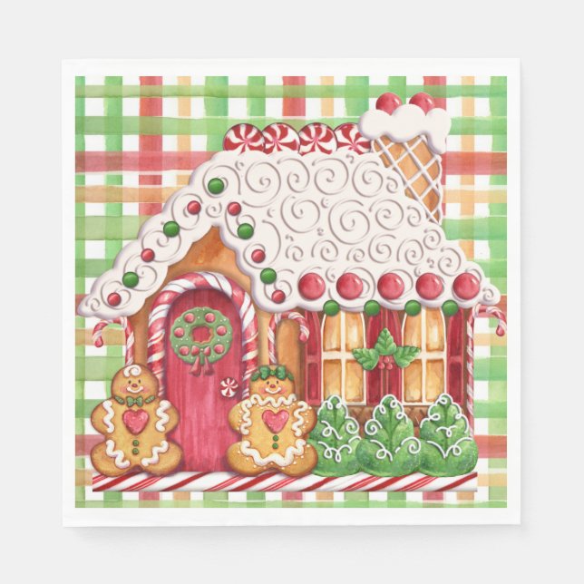 Guardanapo De Papel Gingerbird House Gingerbird Família Napkin (Frente)