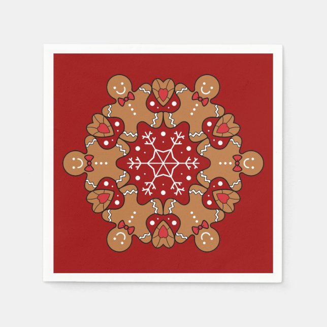 Guardanapo De Papel Gingerbis Men E Snowflake Mandalas (Frente)