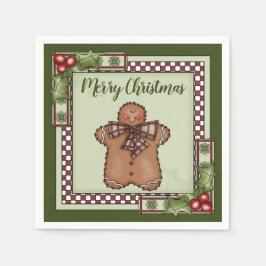 Guardanapo De Papel Gingercake Man e Holly Feliz Natal