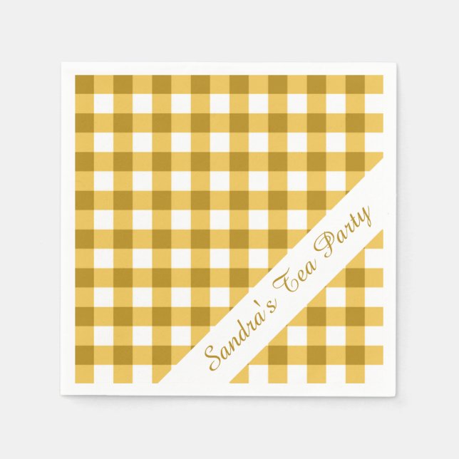 Guardanapo De Papel Gingham Amarelo (Frente)